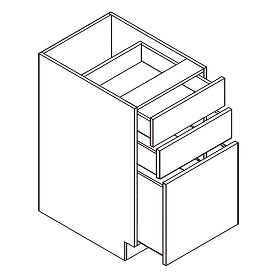 Unfinished oak drawer base cabinet for modern and rustic kitchens