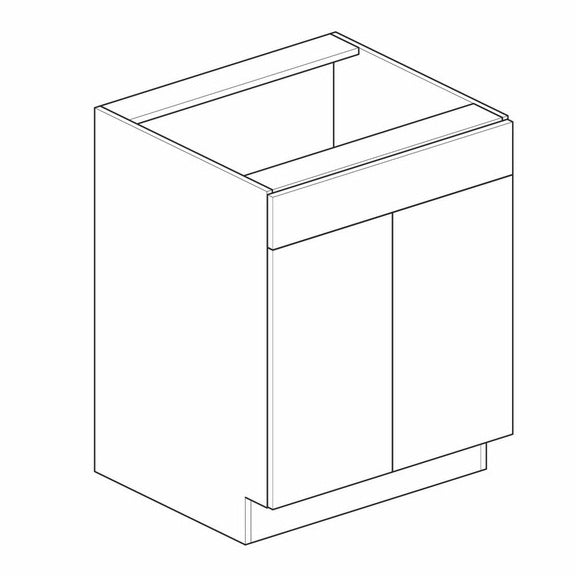 Frameless Double Door False Drawer Sink Base Cabinet White oak sink base cabinet with false drawer panel