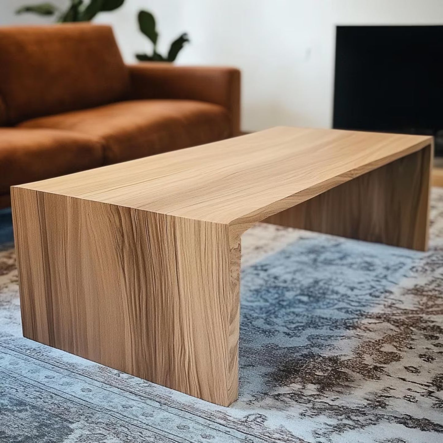 Custom-built white oak coffee table with a durable, handcrafted design