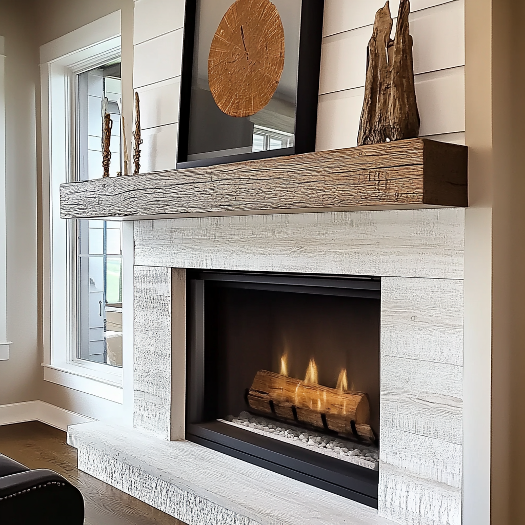 Rustic Handcrafted Solid White Oak Mantel