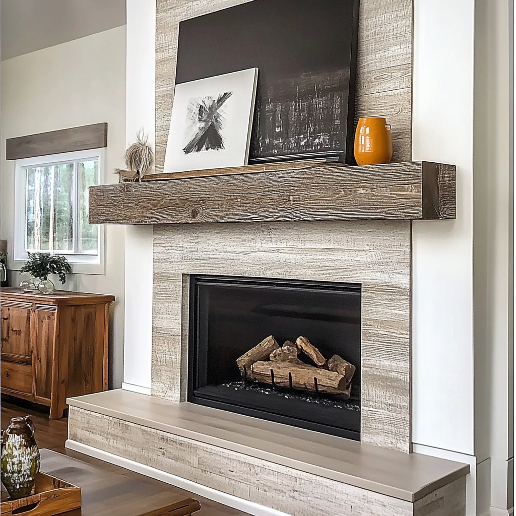 Rustic Handcrafted Solid White Oak Mantel