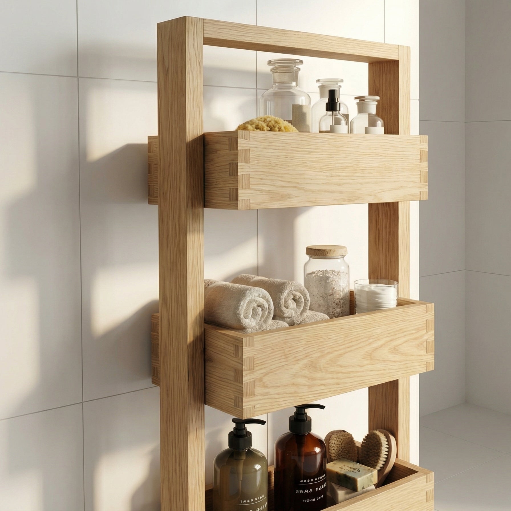 Solid Wood Dovetail Tiered Storage Rack