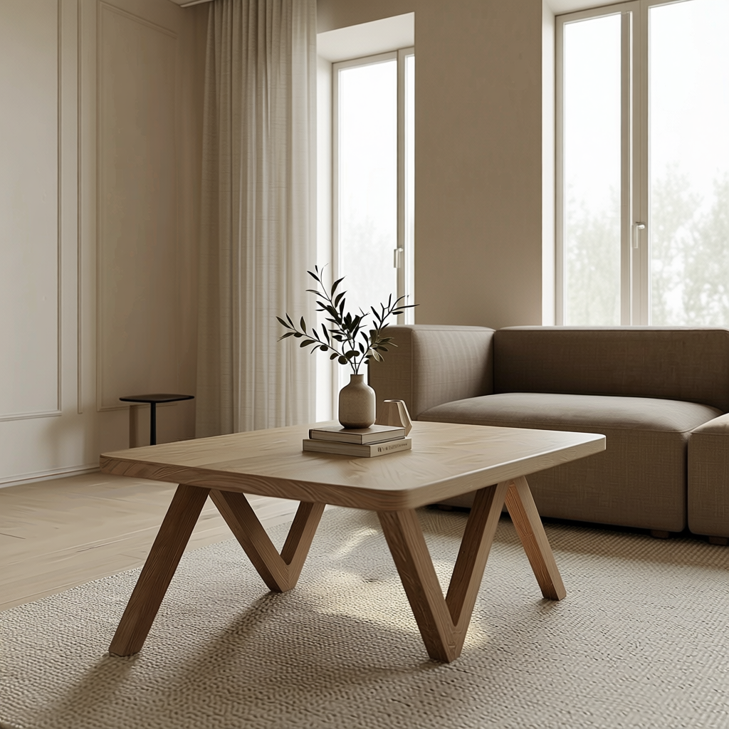 "Zed" White Oak Handcrafted Modern Coffee Table