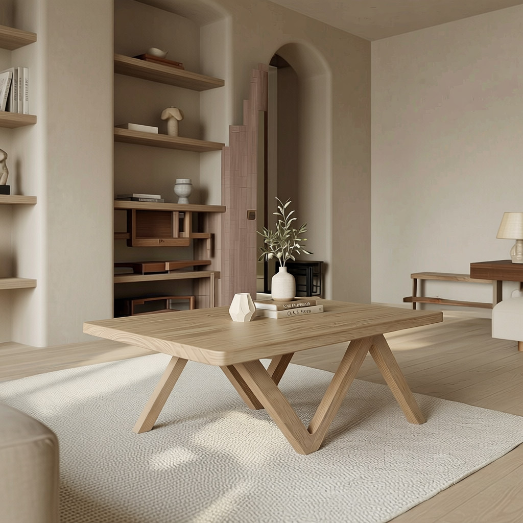 "Zed" White Oak Handcrafted Modern Coffee Table