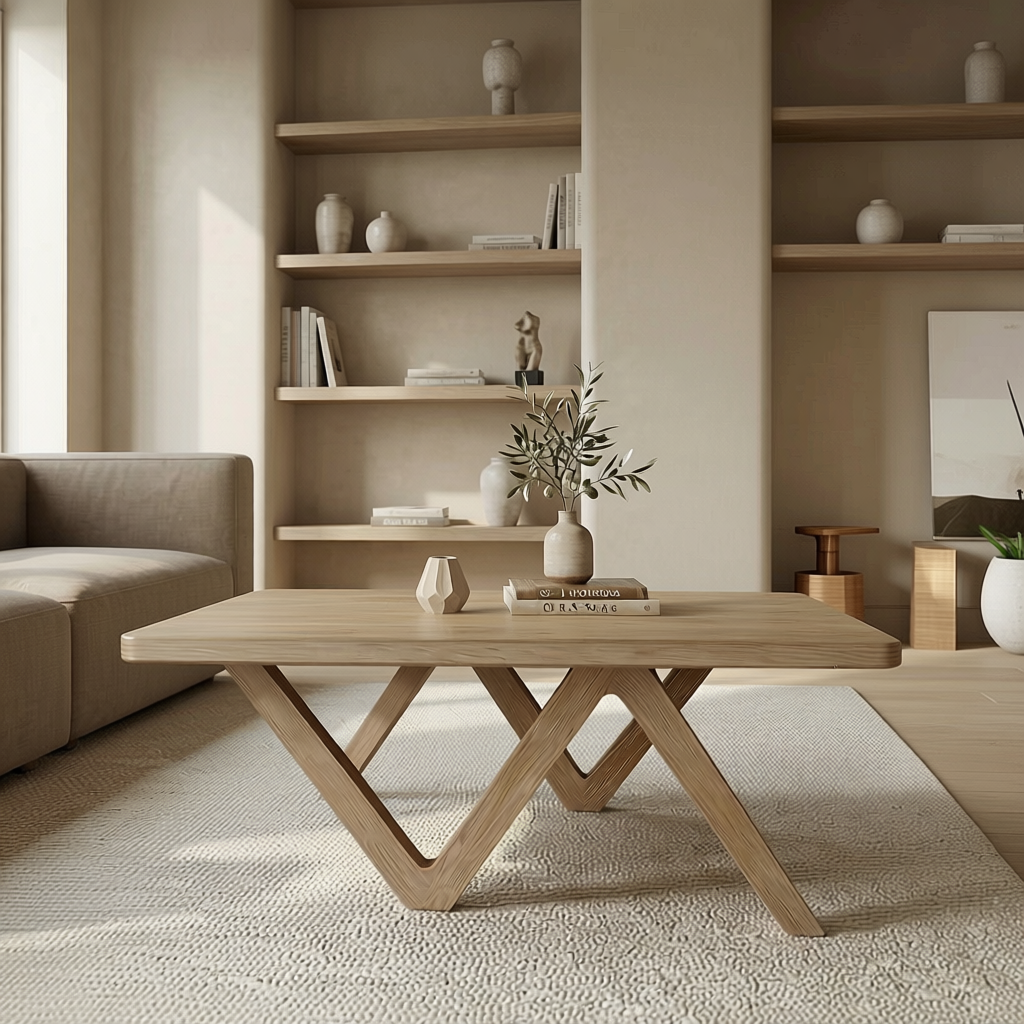 "Zed" White Oak Handcrafted Modern Coffee Table