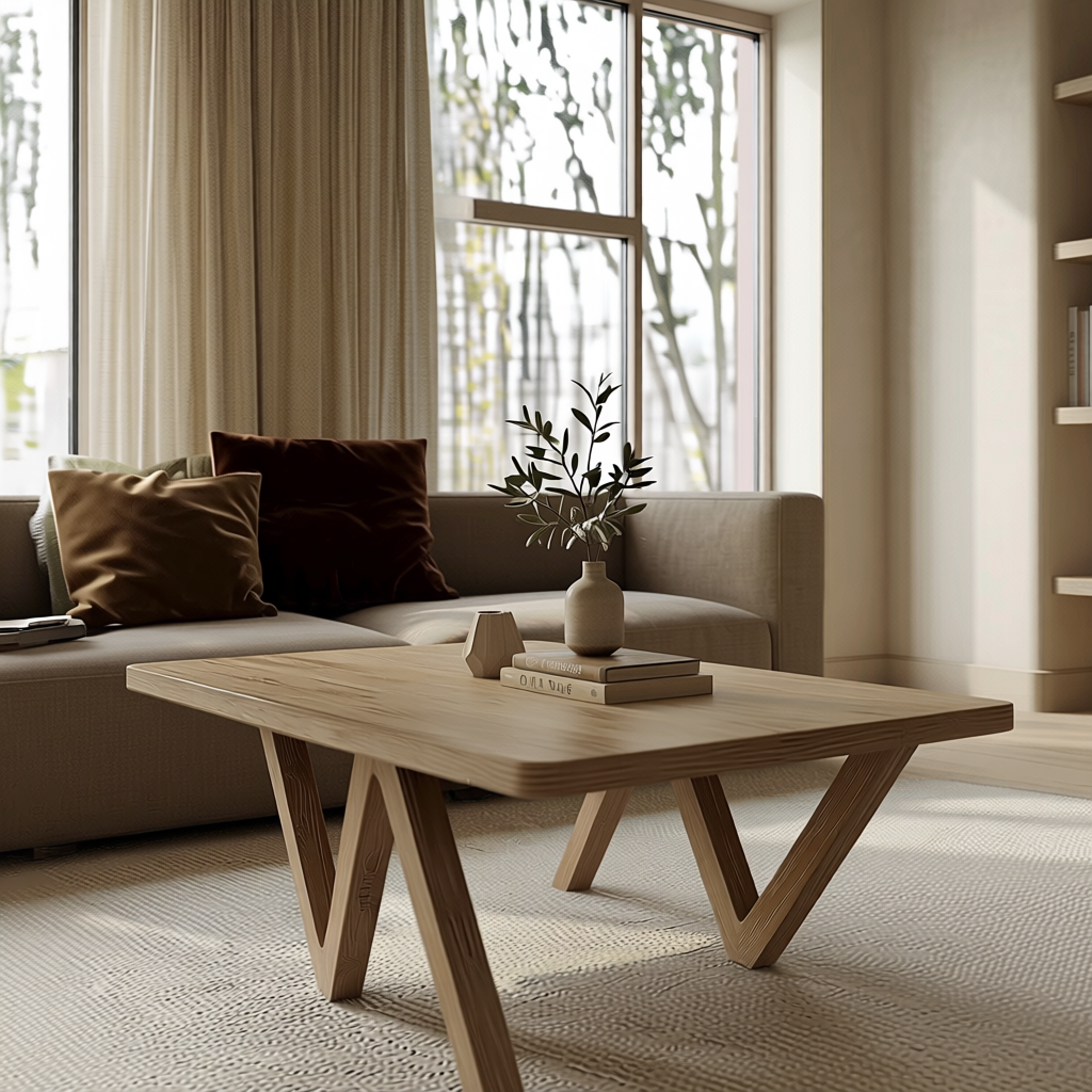 "Zed" White Oak Handcrafted Modern Coffee Table