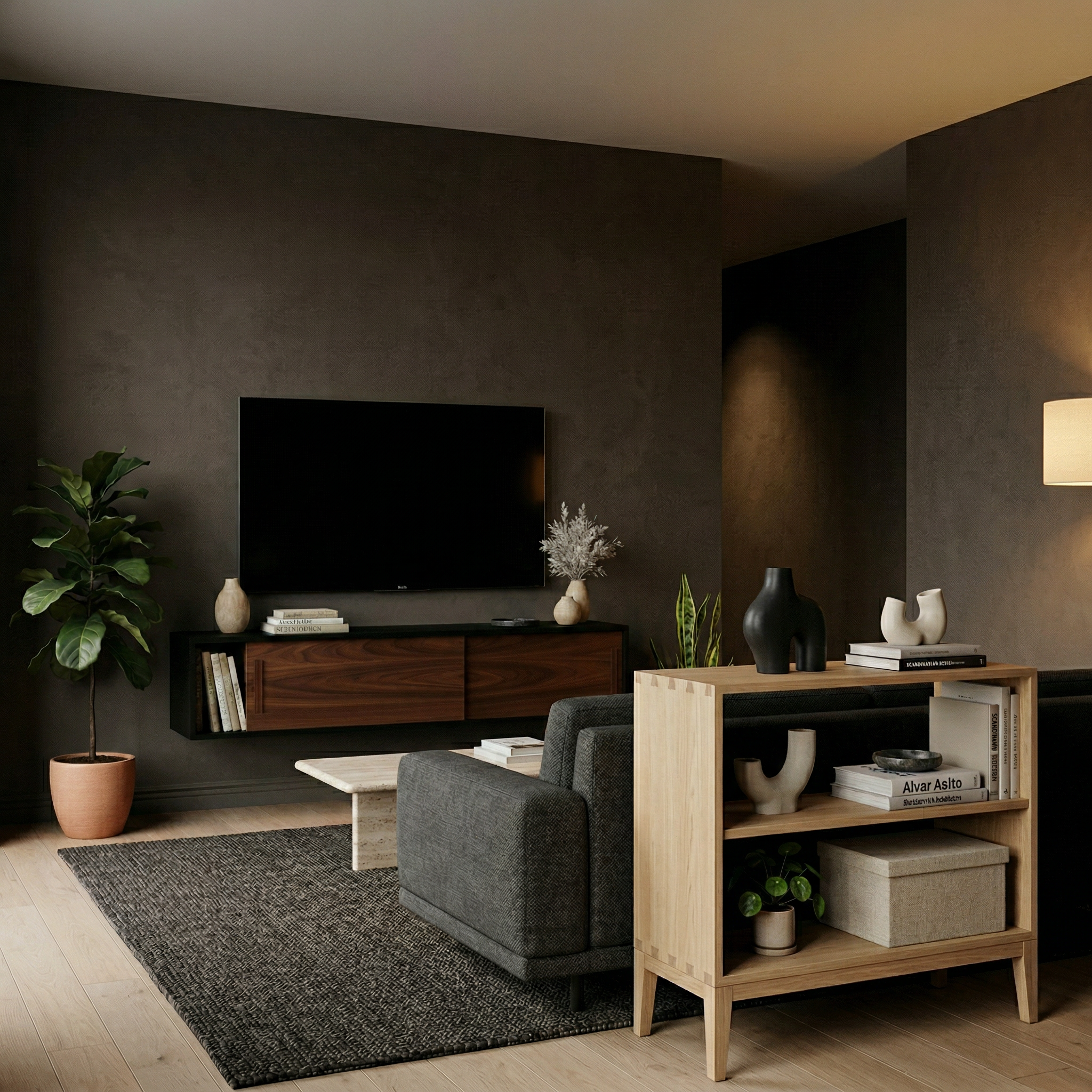 Floating Modern Wooden Media Console