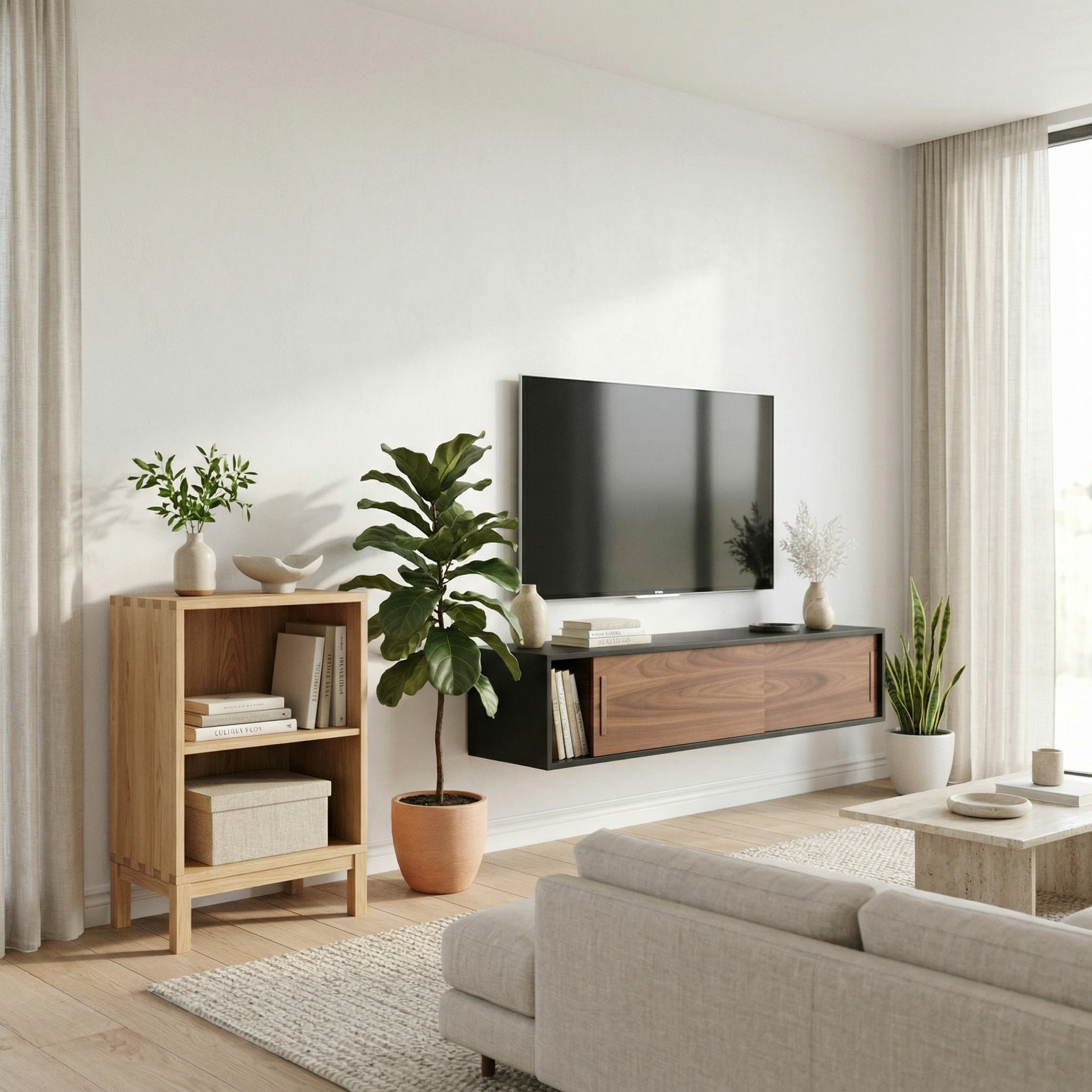 Floating Modern Wooden Media Console