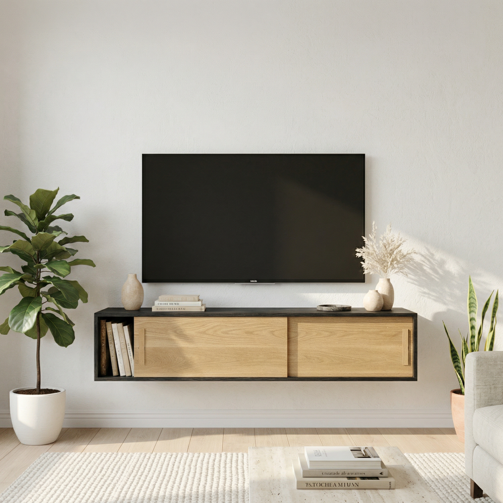 Floating Modern Wooden Media Console