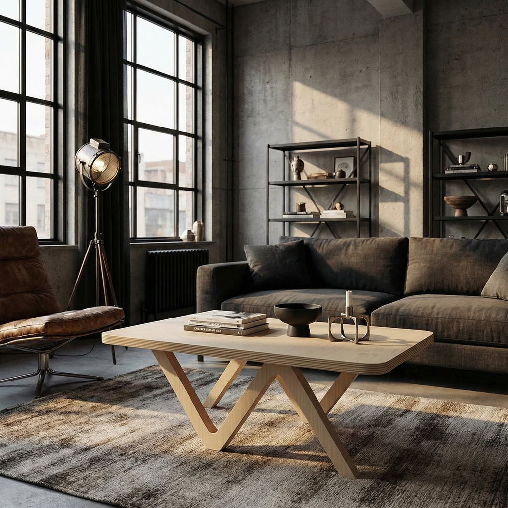 "Zed" Baltic Birch Industrial Coffee Table
