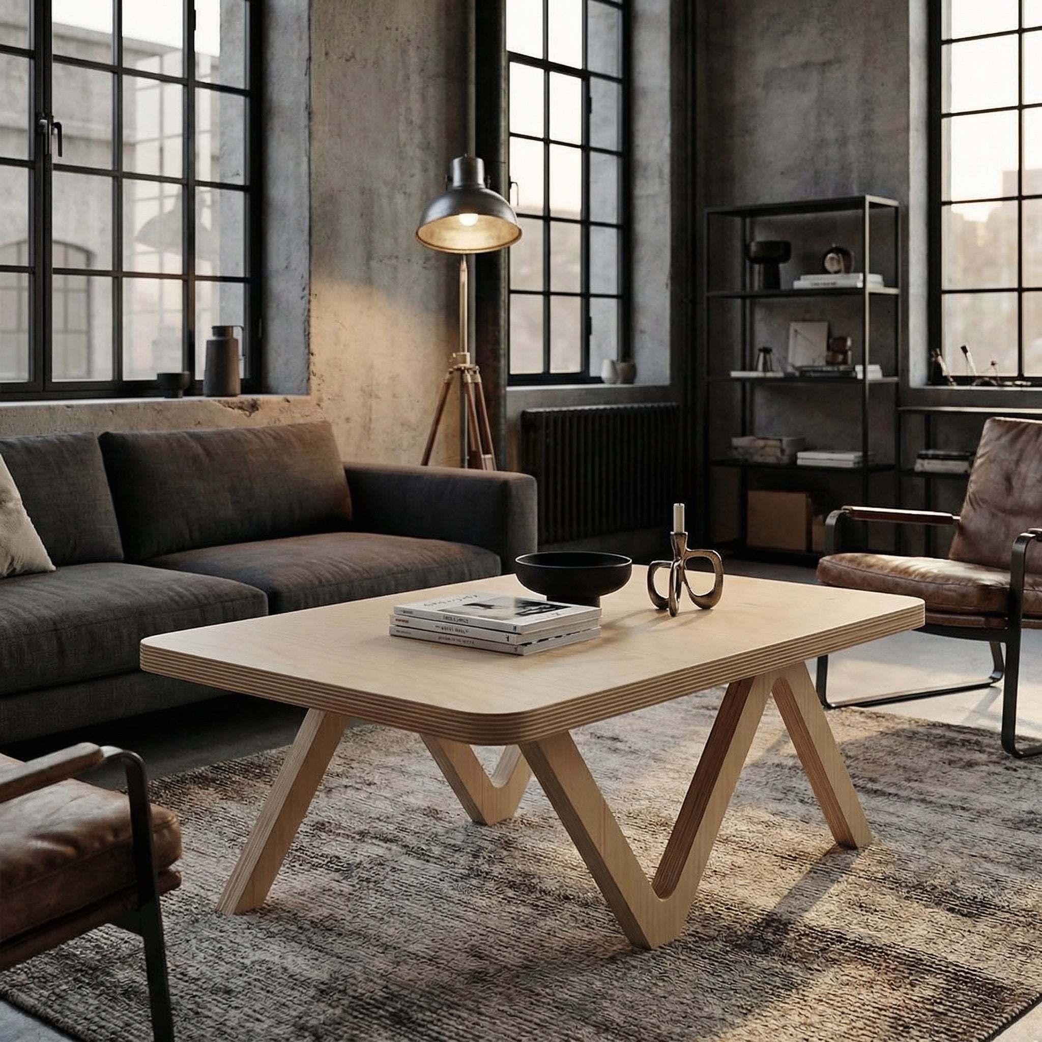 "Zed" Baltic Birch Industrial Coffee Table