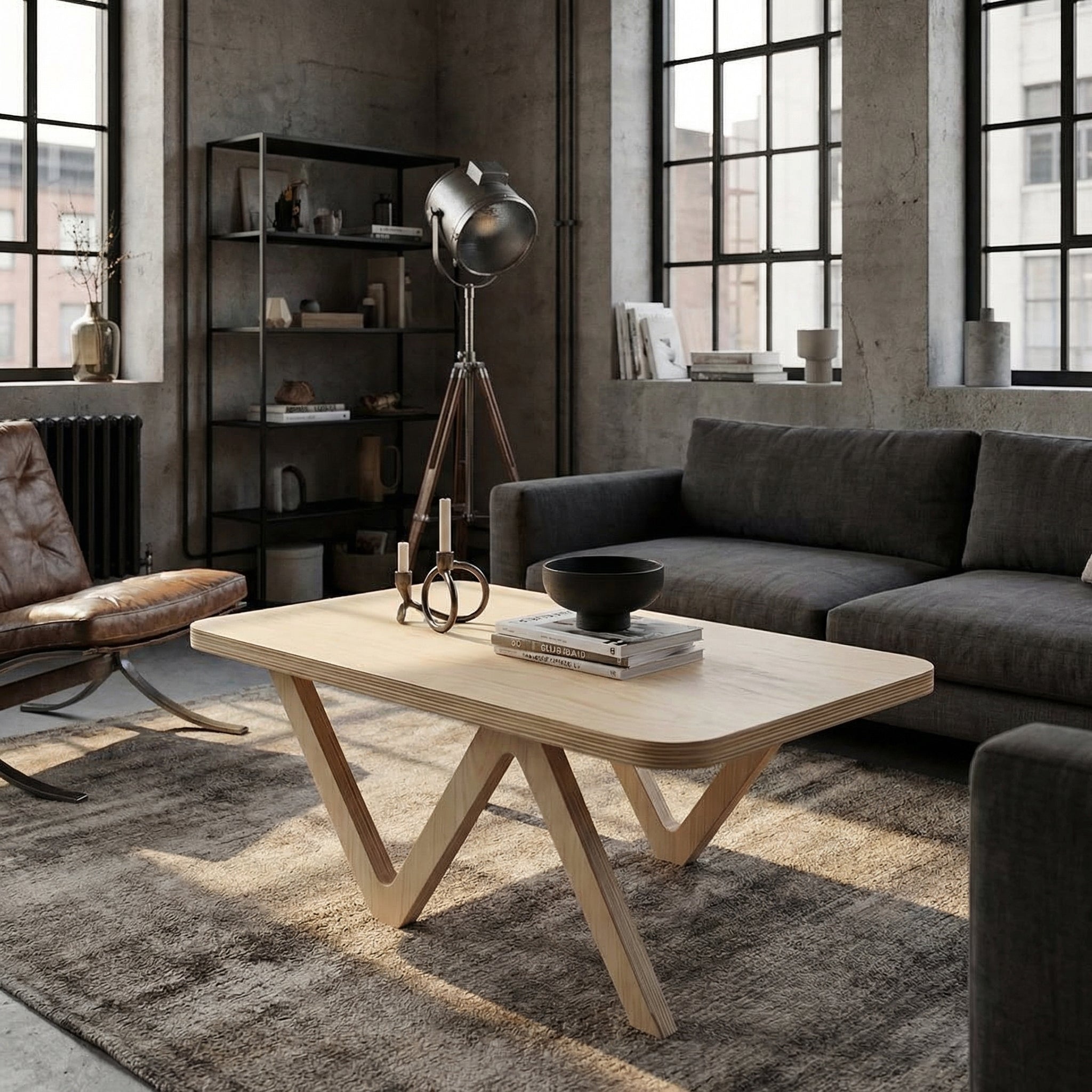 "Zed" Baltic Birch Industrial Coffee Table