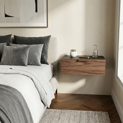 Floating Wooden Modern Nightstand Bedside Table