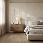 Floating Natural Look Wooden Nightstand Bedside Table