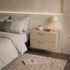 Floating Natural Look Wooden Nightstand Bedside Table