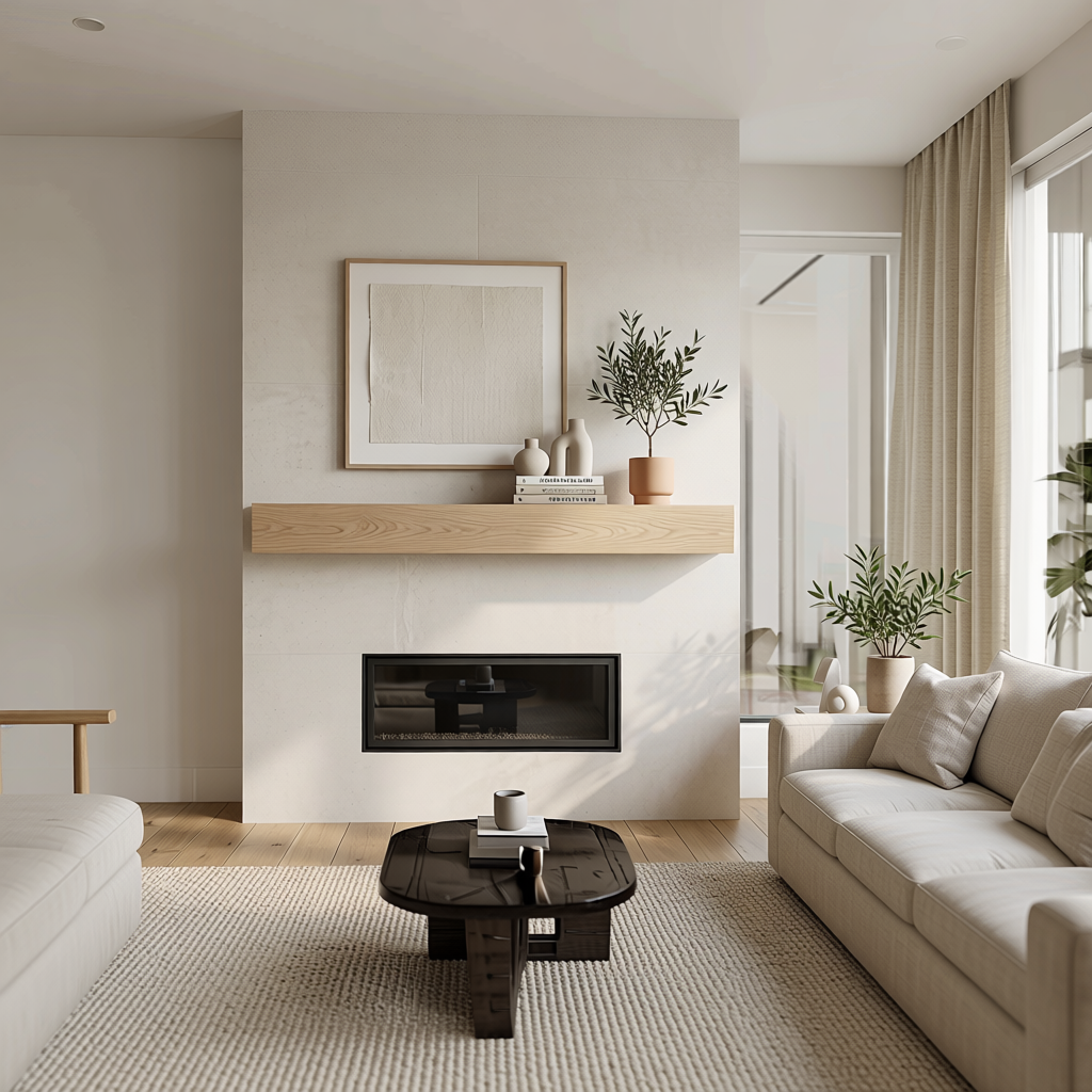 Handcrafted White Oak Solid Box Beam Hardwood Fireplace Mantel