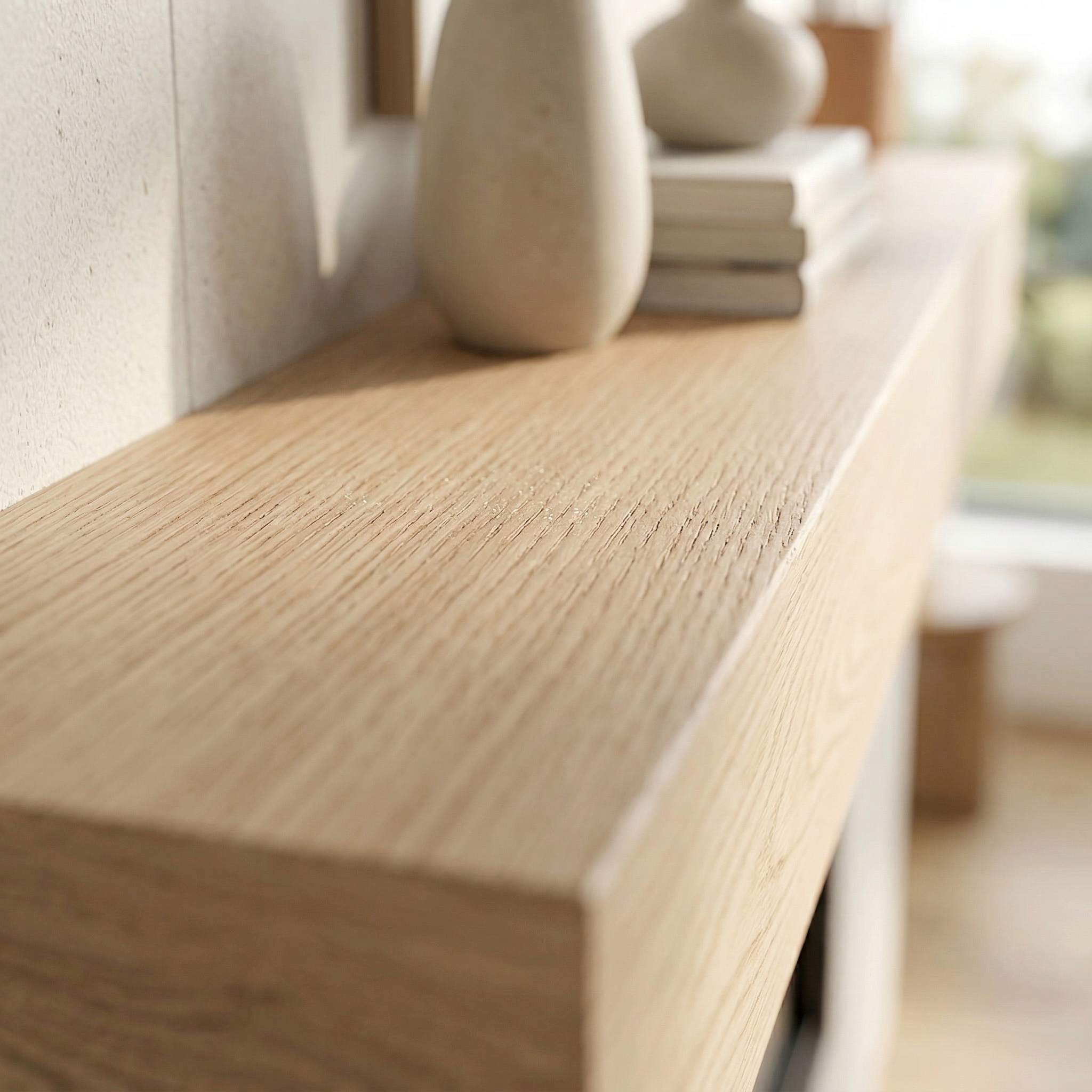 Handcrafted White Oak Solid Box Beam Hardwood Fireplace Mantel