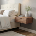 Floating Natural Look Wooden Nightstand Bedside Table
