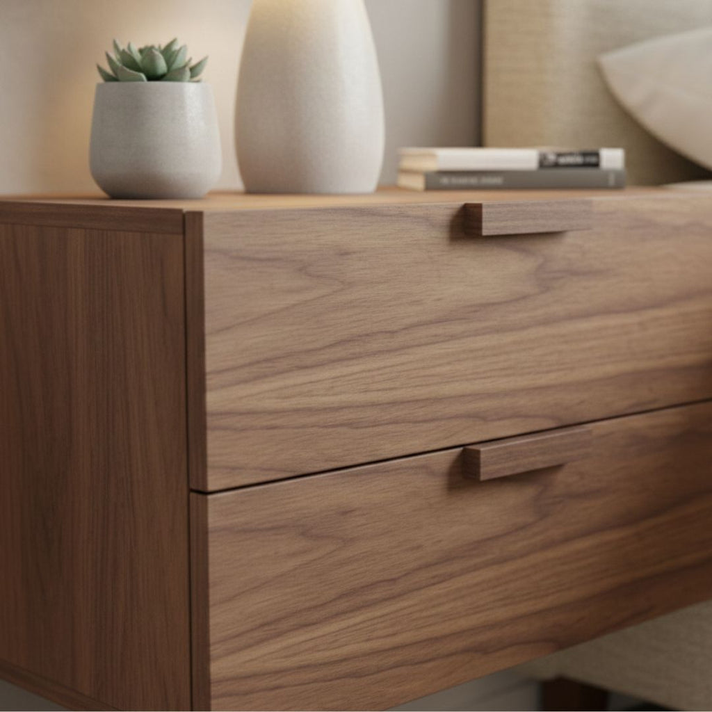 Floating Natural Look Wooden Nightstand Bedside Table