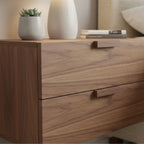 Floating Natural Look Wooden Nightstand Bedside Table