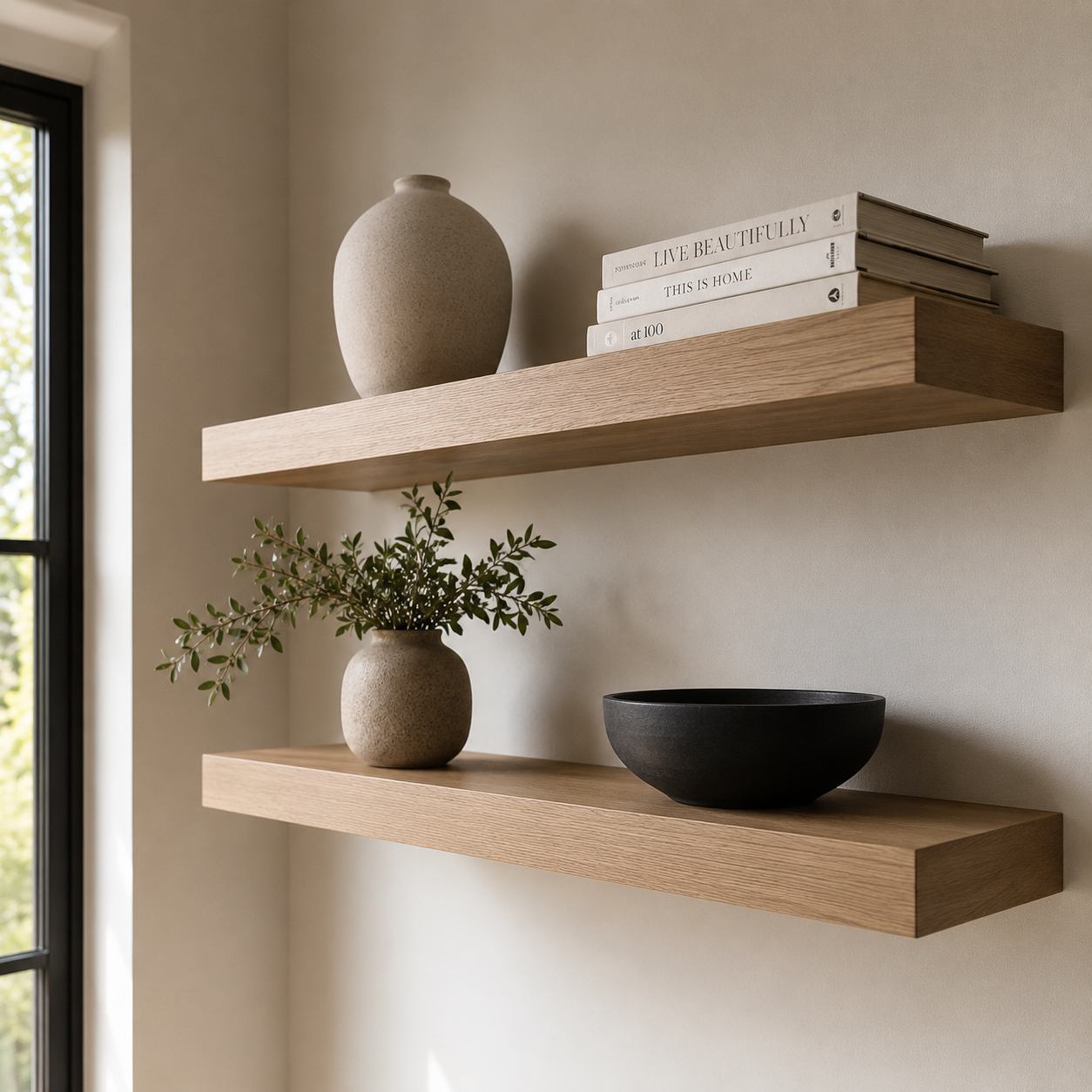 Solid Hardwood White Oak Floating Shelf