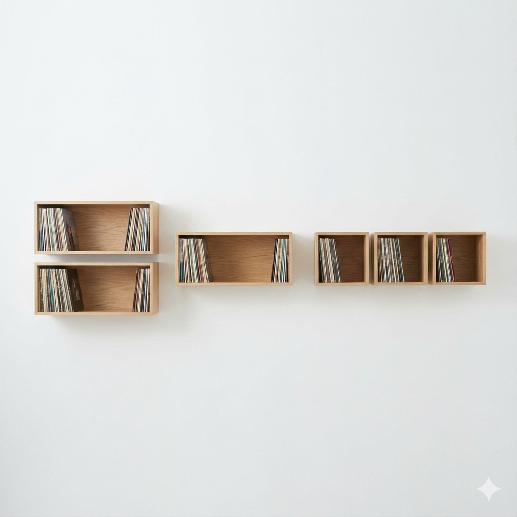 Floating Hardwood Display Bookshelf