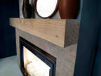 Natural white oak fireplace mantel beam with a warm wood finish