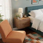 Floating Natural Look Wooden Nightstand Bedside Table