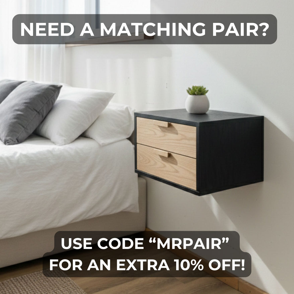 Floating Wooden Modern Nightstand Bedside Table