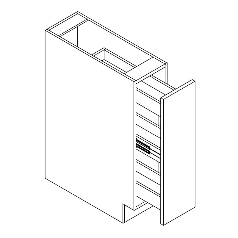 Frameless spice base cabinet for kitchen