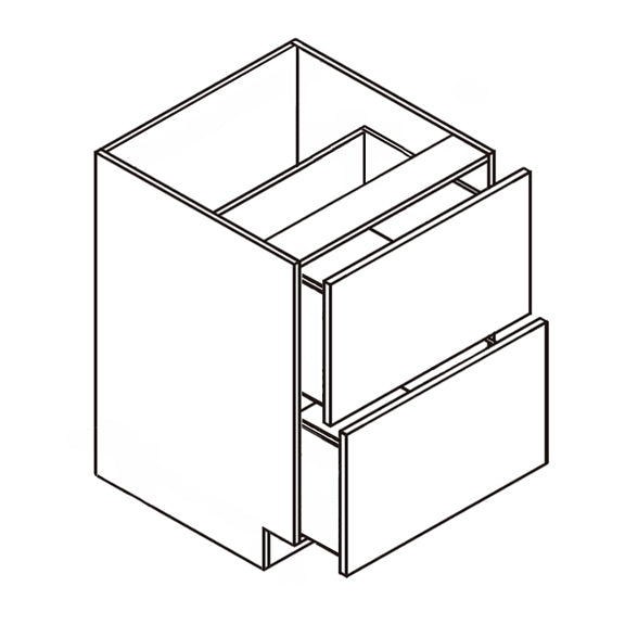 Frameless Double Drawer Base Kitchen Cabinet