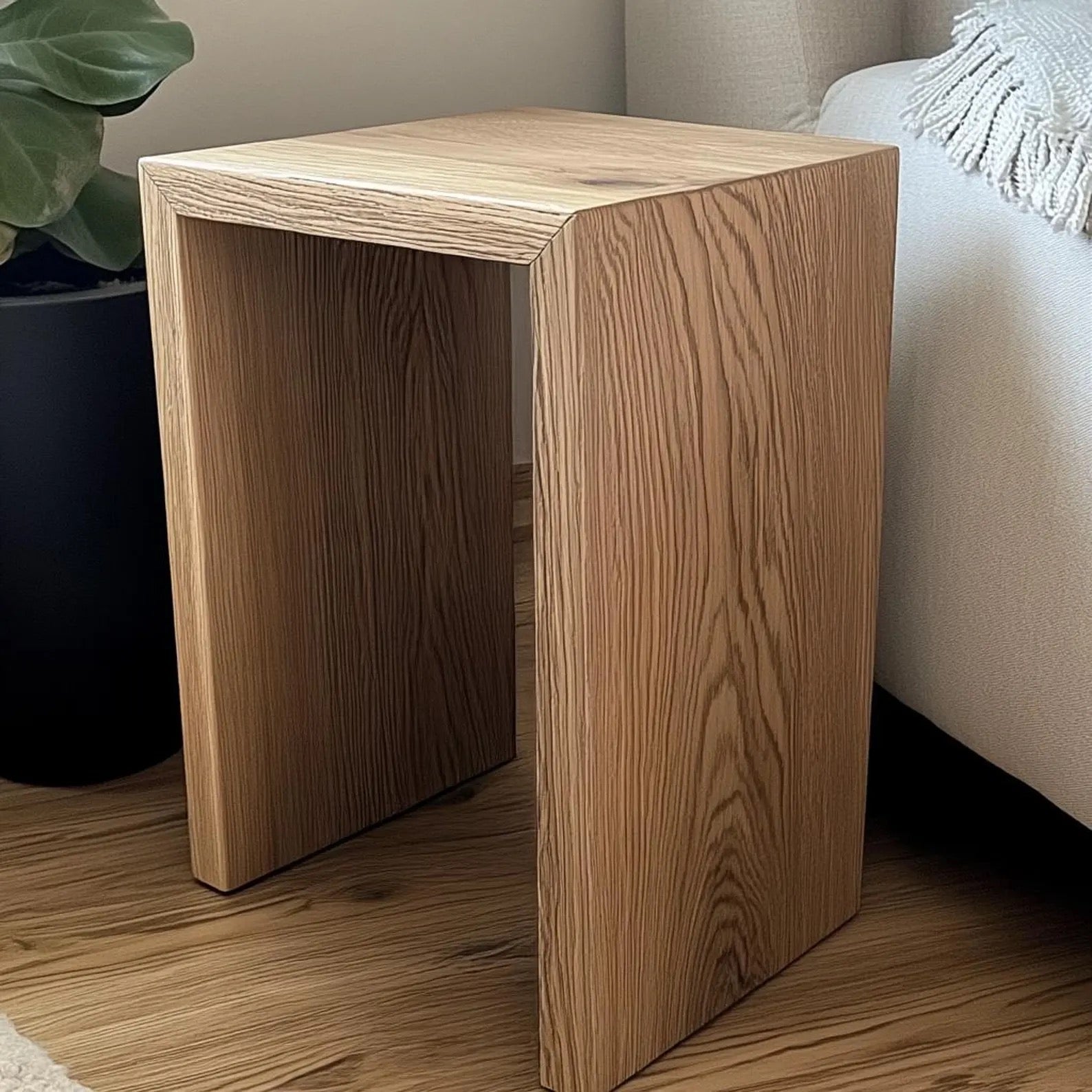 Custom waterfall edge table made from solid white oak hardwood