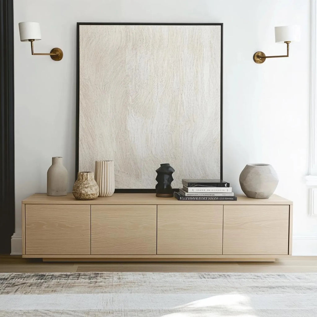 Custom White Oak Handcrafted Entertainment Console