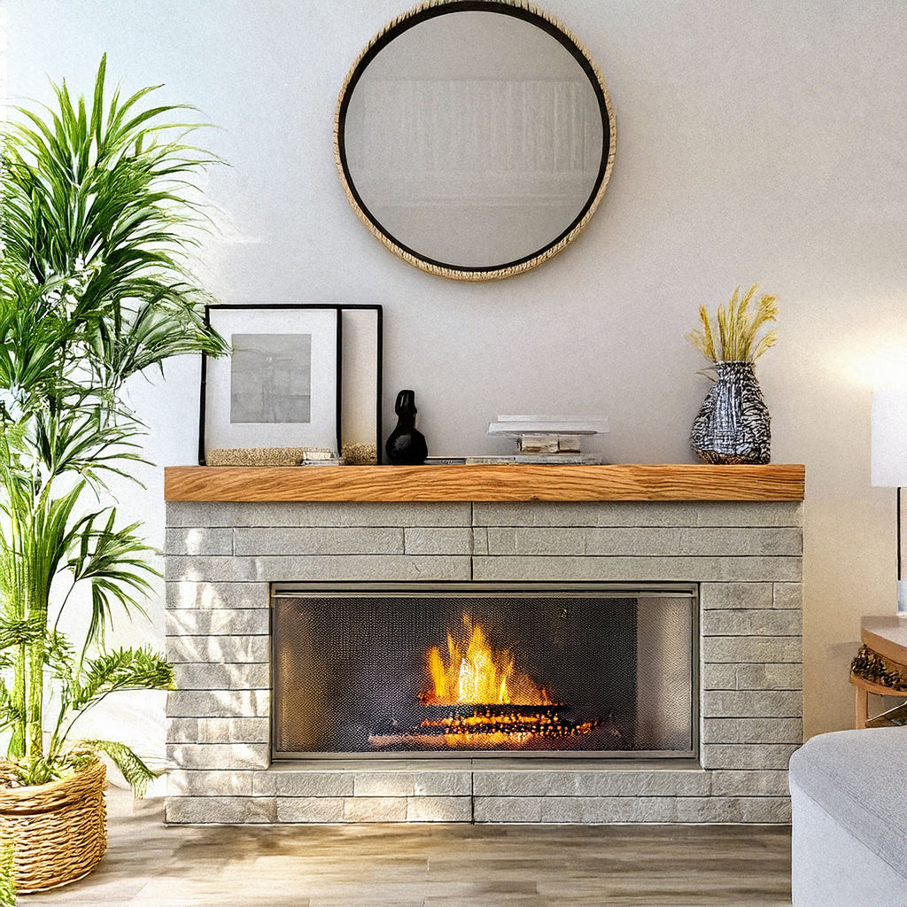 Rustic Handcrafted White Oak Solid Box Beam Mantel