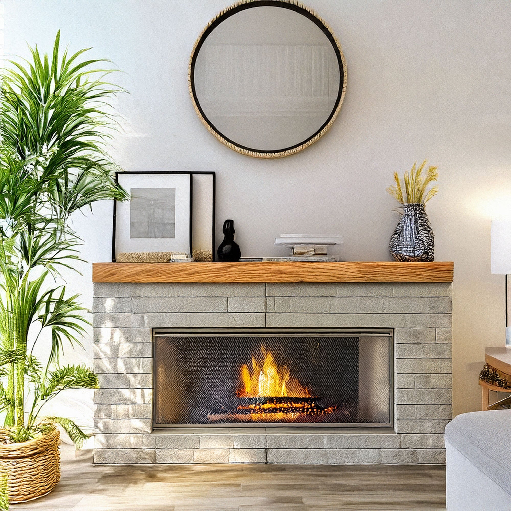 Rustic Handcrafted White Oak Solid Box Beam Mantel