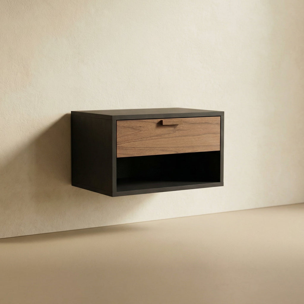 Floating Wooden Modern Nightstand Bedside Table