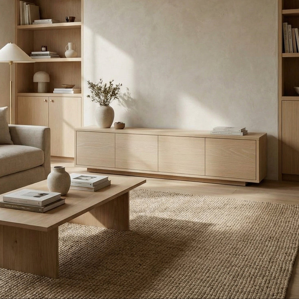 Handcrafted XL Minimalist Entertainment Console Credenza