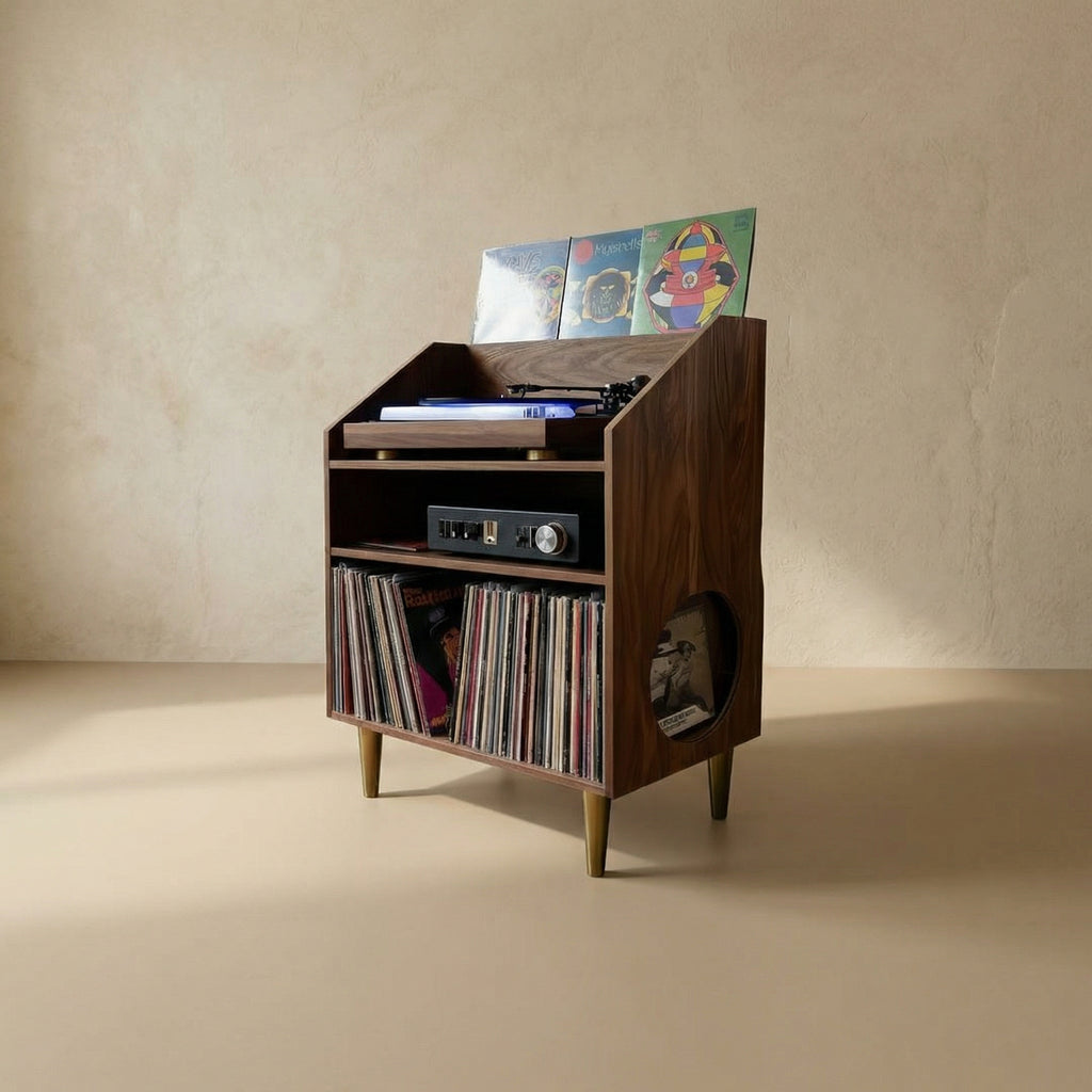 Mid-Century Record Display Vinyl Console