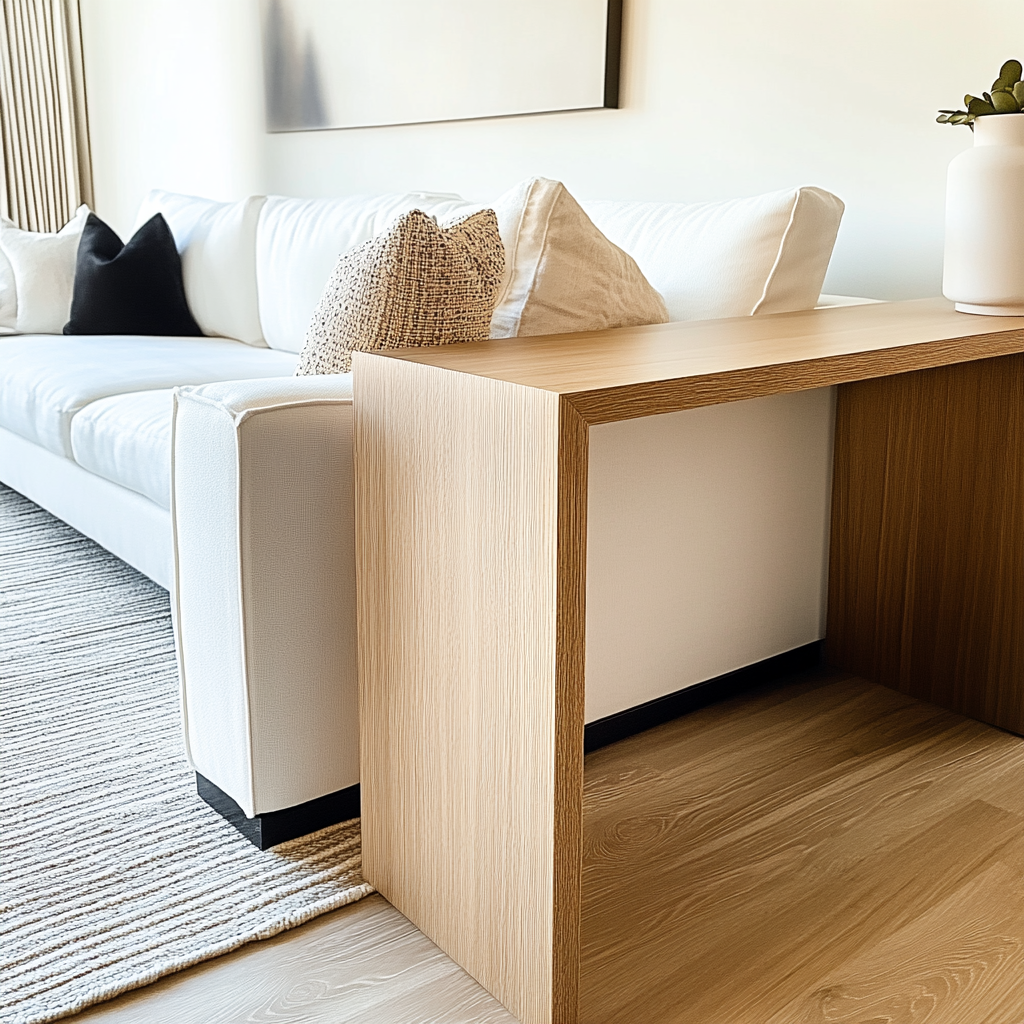 White Oak Waterfall Sofa Table