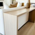 White Oak Waterfall Sofa Table