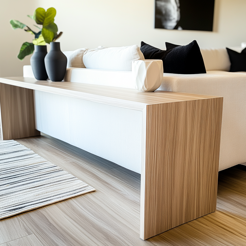 White Oak Waterfall Sofa Table