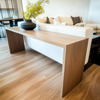 White Oak Waterfall Sofa Table