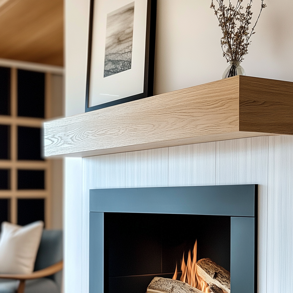 Handcrafted White Oak Solid Box Beam Fireplace Mantel