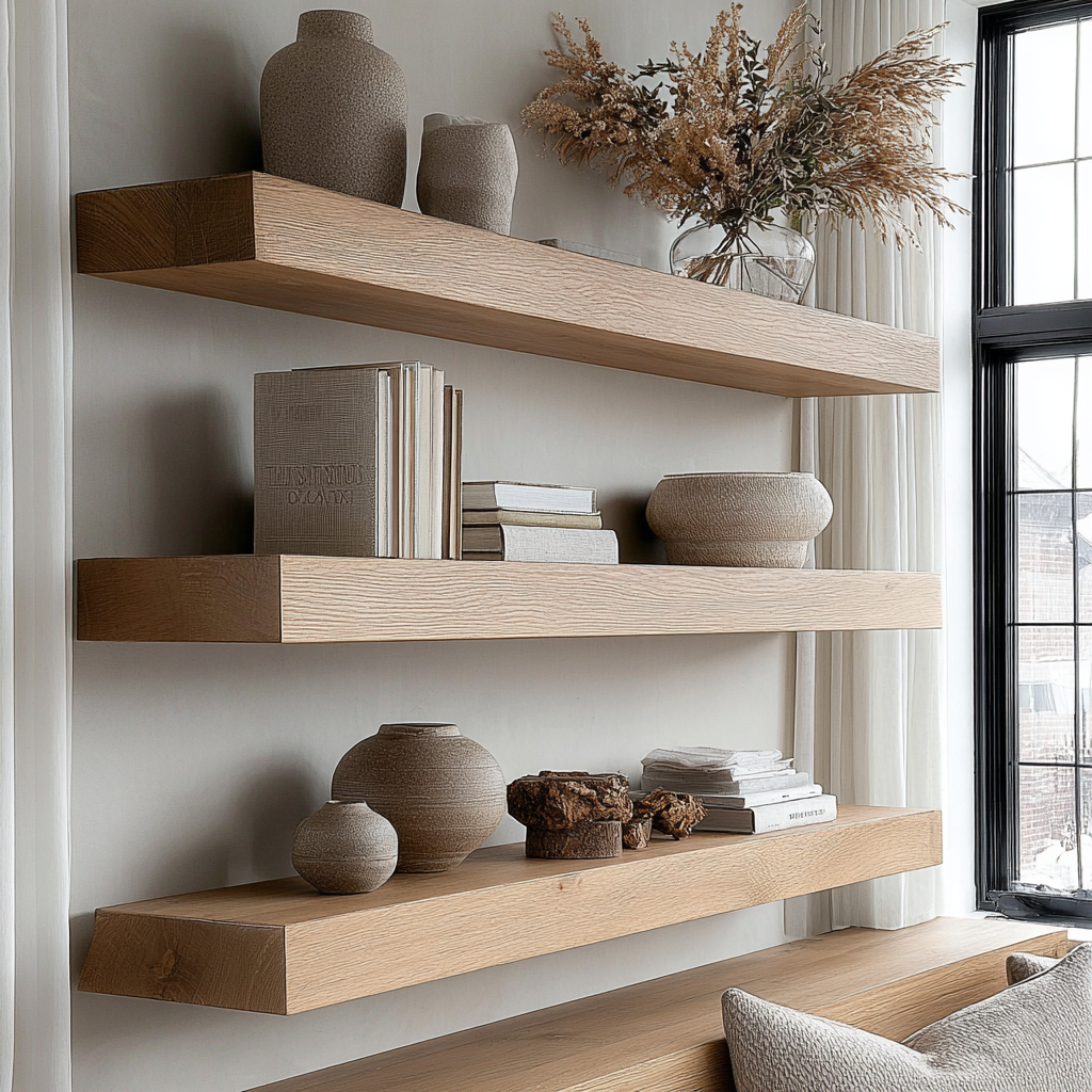 Solid Hardwood White Oak Floating Shelf