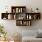 Floating Hardwood Display Bookshelf
