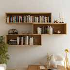 Floating Hardwood Display Bookshelf